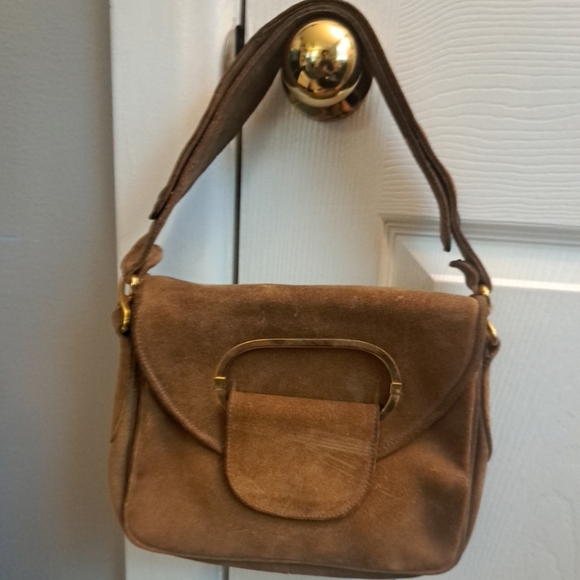 Yvonne Boutique Handbags - Vintage Yvonne Boutique Camel Colored Suede bag